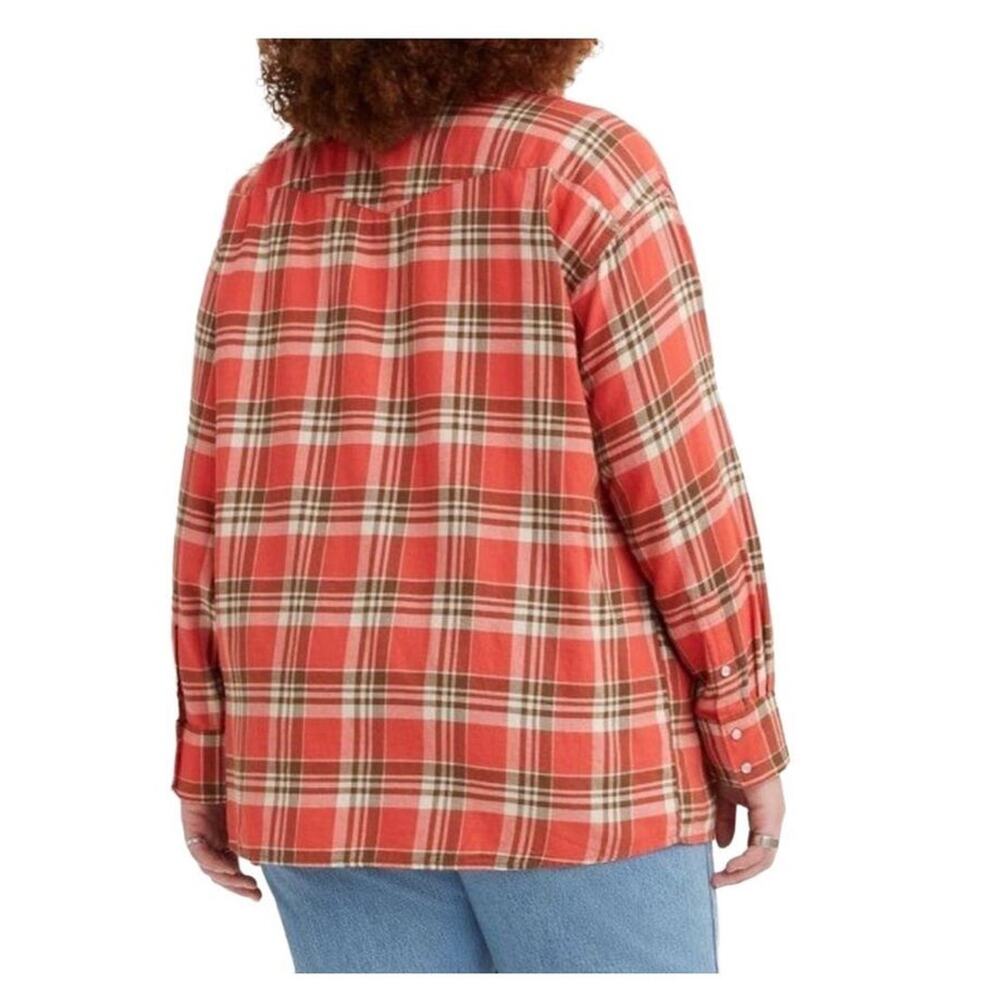 Levi’s Womens's Dylan Relaxed Western Plaid Flannel Shirt Plus Size XXLarge New - Picture 2 of 16